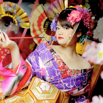 現代風花魁 紫とピンクでまとめて可愛らしく ギャラリー 京都の花魁体験 変身写真フォトスタジオモニカ