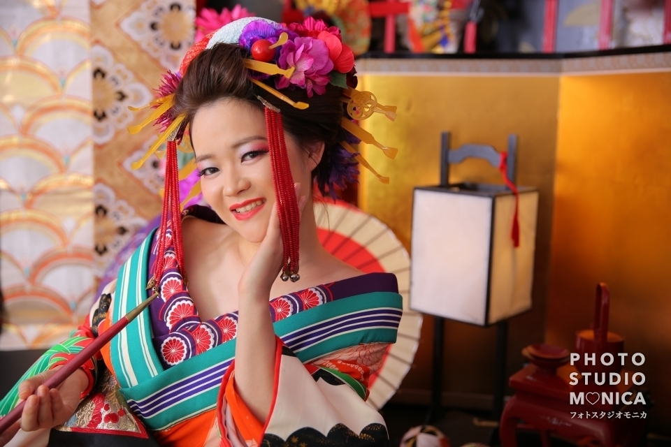 クールビューティー 涼やかな目元が美しい古典風花魁 ギャラリー 京都の花魁体験 変身写真フォトスタジオモニカ