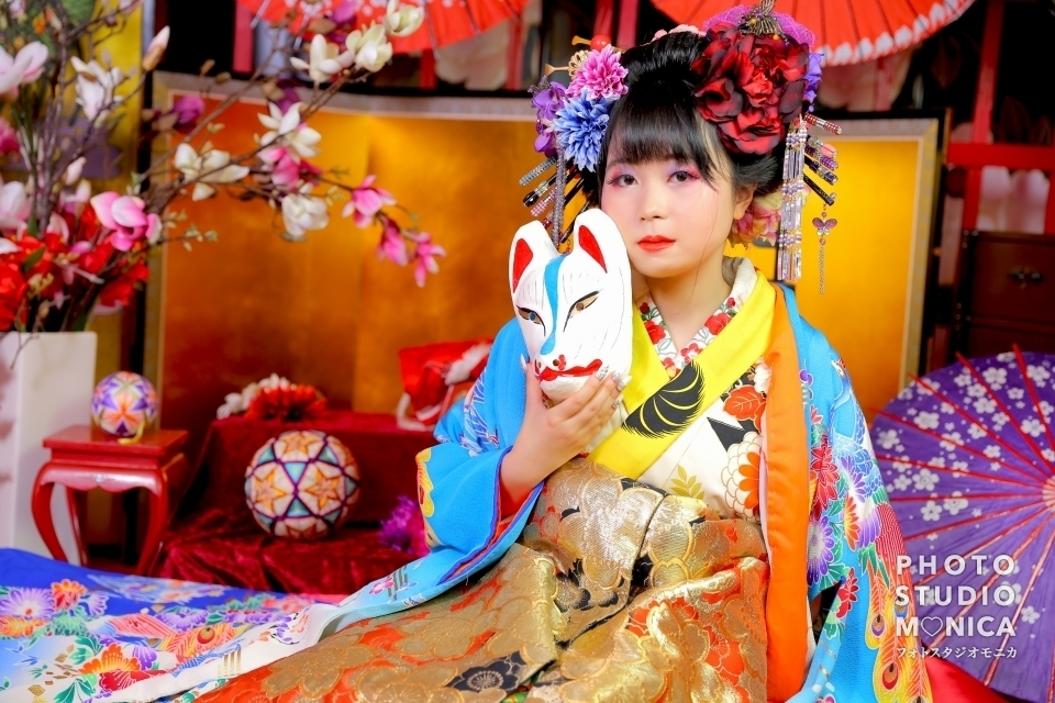 現代風花魁 可愛らしい色遣いのちっちゃな花魁さん ギャラリー 京都の花魁体験 変身写真フォトスタジオモニカ